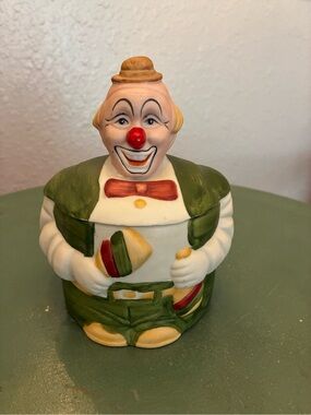 Vintage Ceramic Clown Trinket Box